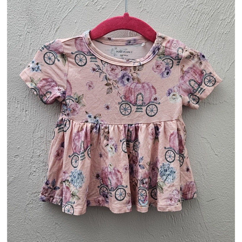 POSH PEANUT Pink Carriage Tunic Swing Top‎ Size 3-6 Months 95% Viscose Bamboo